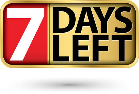 7 days left gold sign, vector illustartionのイラスト素材