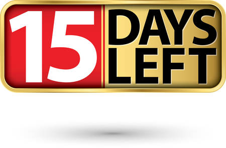 15 days left gold sign, vector illustartionのイラスト素材