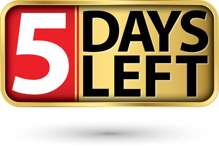 5 days left gold sign, vector illustartionのイラスト素材