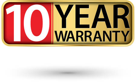 10 year warranty golden label, vector illustrationのイラスト素材