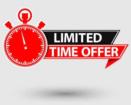 Limited time offer red label, last chance stopwatch , vector illustrationのイラスト素材