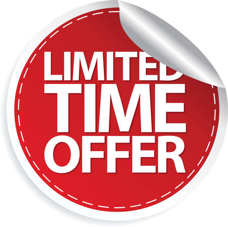Limited time offer red sticker, vector illustration のイラスト素材