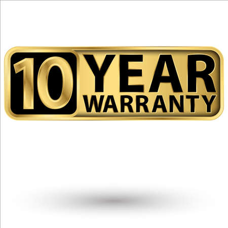 10 year warranty golden label, vector illustrationのイラスト素材