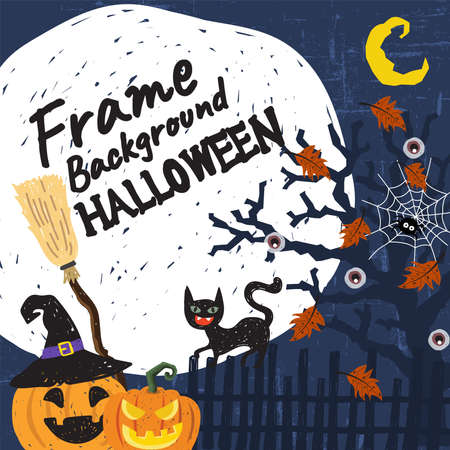 halloween holiday frame background card vector illustration design wallpaperのイラスト素材