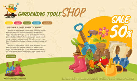 website banner vector illustration background gardening tools garden equipment design

 marketing online bannerのイラスト素材