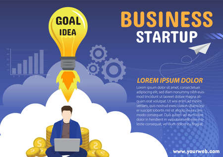 banner startup business template brochures flyer leaflet vector illustration designのイラスト素材