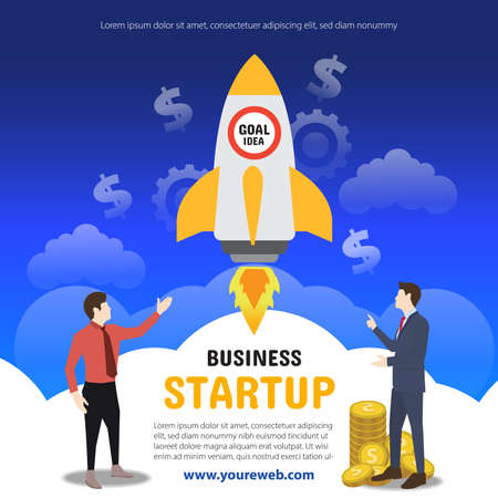 banner startup business template brochures flyer leaflet vector illustration designのイラスト素材