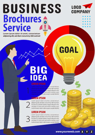 brochures banner startup business template flyer leaflet vector illustration designのイラスト素材