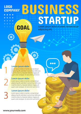 poster startup business template brochures flyer leaflet banner vector illustration designのイラスト素材