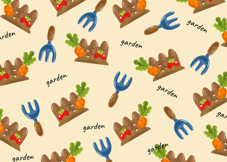 garden pattern background concept illustration vector designのイラスト素材