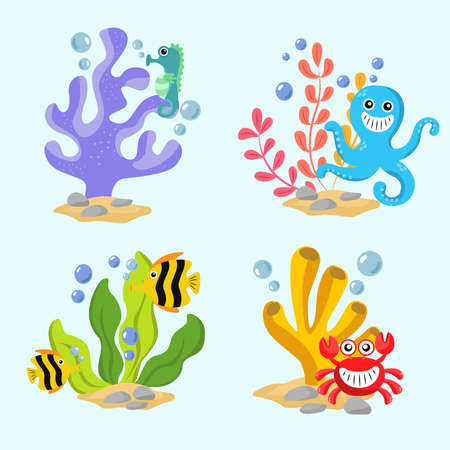 background sea blue concept illustration vector designのイラスト素材