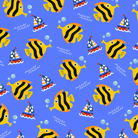 pattern sea under the sea concept bubble squid octopus cuttlefish 

 illustration vector design crabのイラスト素材