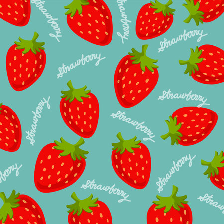 fruits strawberry pattern background concept illustration vectorのイラスト素材