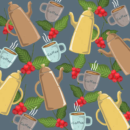 coffee pattern vector illustration design backgroundのイラスト素材