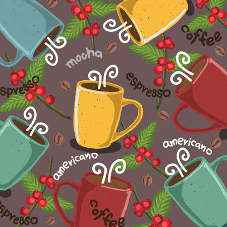coffee pattern vector illustration design backgroundのイラスト素材