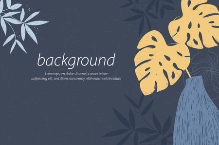 flower vase craft nature dark blue background design decorate illustration vector