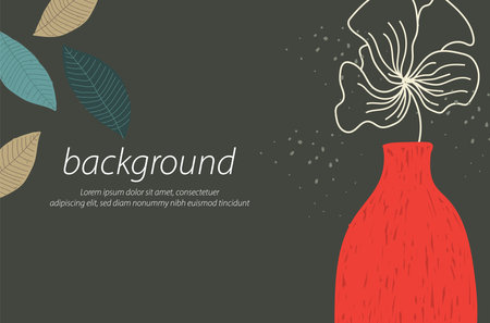 flower red round vase craft texture nature blue background art design illustration vectorのイラスト素材