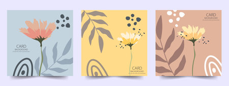 Beautiful floral card set to use for designing cards, posters, brochures, stickers, backgrounds, 

  day papers, and anywhere else with editable artwork.のイラスト素材