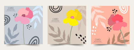 Beautiful floral card set to use for designing cards, posters, brochures, stickers, backgrounds,   day papers, and anywhere else with editable artwork.のイラスト素材