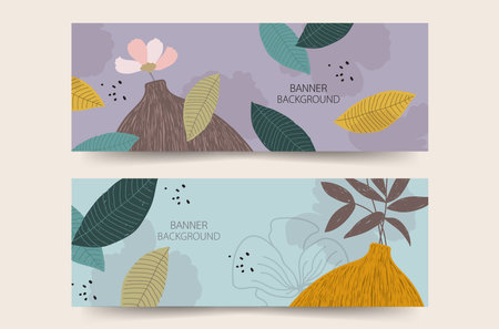 Beautiful floral banners for designing and framing web posters flyers and motifs on products that can be edited artwork.のイラスト素材