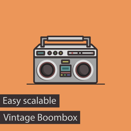Vintage Boombox Flat Style Vector Icon. Easy Scalable.のイラスト素材