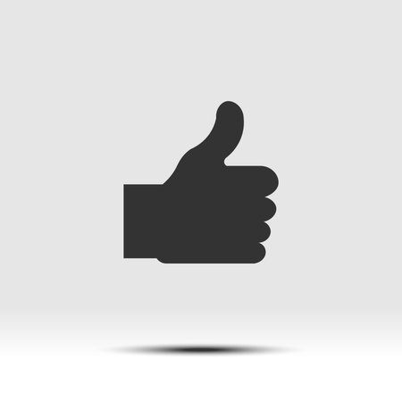 Thumb Up Flat Icon with Shadow Isolated on White Backgroundのイラスト素材