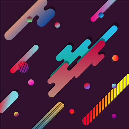 Abstract Dinamic Background with Horizontal Multicolored Geometric Paper Shapes. Modern Design Vector illustration.のイラスト素材