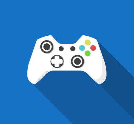 Flat Style Gamepad, Joystick Icon with Long Shadow, Vector Illustration.のイラスト素材