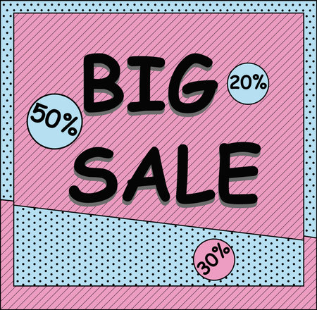 Big Sale Comic Banner Pop Art Halftone Style with Dots and Lines. Cartoon Vector Illustration.のイラスト素材