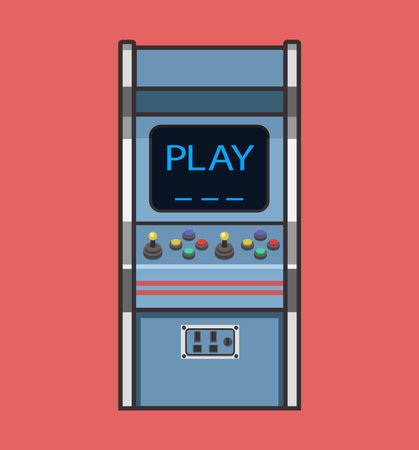 Classic Retro Arcade Game Machine. Vintage Gaming Machine Flat Style Icon.のイラスト素材