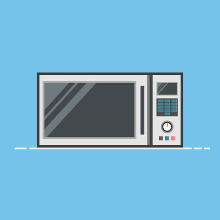 FLat Design Microwave Oven Vector Illustration. High Quality Premium Illustrationのイラスト素材
