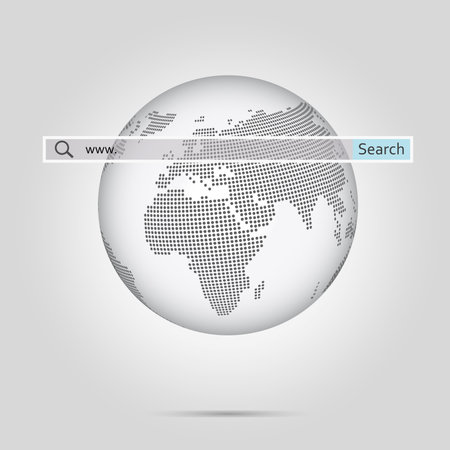Monochrome Globe With Halftone Dotted World Map. Vector Illustrationのイラスト素材