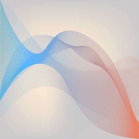 Abstract Digital Background with Flowing Red Blue Particle Waves. Internet or Technology Illustrationの写真素材