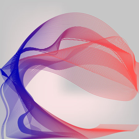 Abstract Digital Background with Flowing Red Blue Particle Waves. Internet or Technology Illustrationの写真素材
