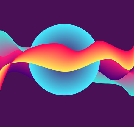 Fluid Colors with Red Gradient and Bkue Circle Abstract Background.の写真素材