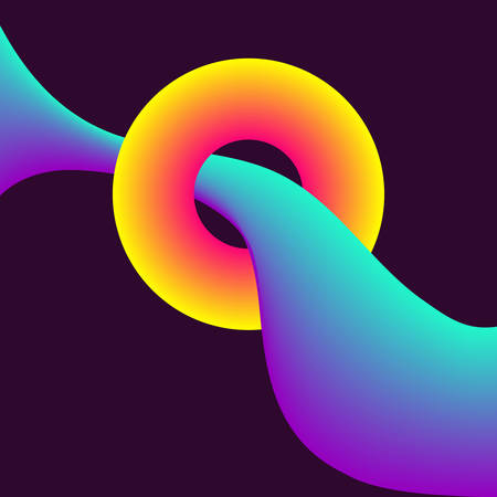 Fluid Colors with Blue Gradient and Red Circle Abstract Background.のイラスト素材