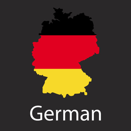 Map of Germany Country in color of National Flag. Silhouette of Country on dark background.のイラスト素材