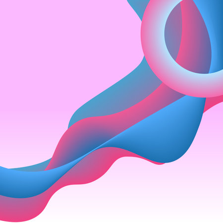 Fluid Colors with Blue Pink Green Violet Gradient on Pink Background. Abstract Background.の写真素材