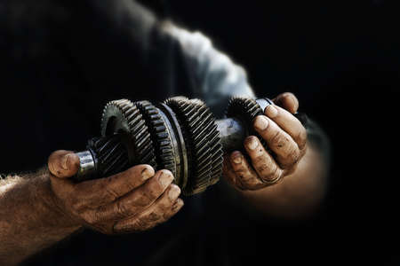 Close in part exchange, insured by the hands of a mechanicの写真素材
