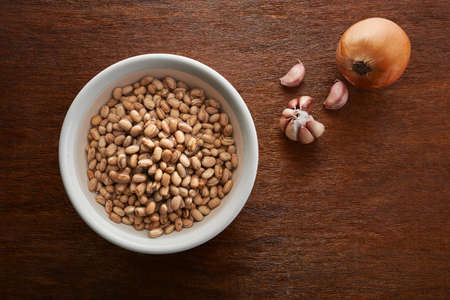 beans soak in waterの写真素材