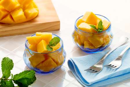 Fruit Dessert with Mangoの写真素材