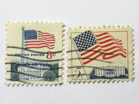 US flag stamps, circa 1981の写真素材
