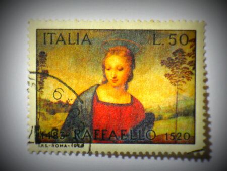 Italian madonna stamp, circa 1970のeditorial素材