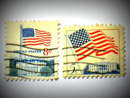 US flag stamps, circa 1981, Lomo styleのeditorial素材