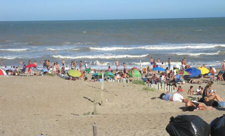 Pinamar beach, Buenos Aires province, Argentina, January 25, 2015, seashore, public areaのeditorial素材