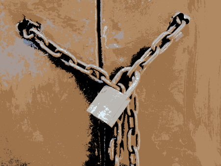 Padlock and chain 2015 cartoonの写真素材