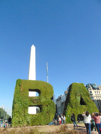 Argentina, Buenos Aires - May 12, 2018 - The Obelisk, Argenita`s most famous landmark located in crossing of 9 of July Avenue with Corrientes Avenue.のeditorial素材