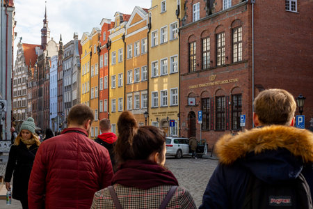 Street View in Gdansk with tourist.