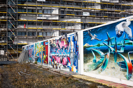 Berlin buildings and graffitisのeditorial素材