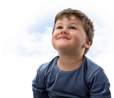 Child with look of hopeの写真素材